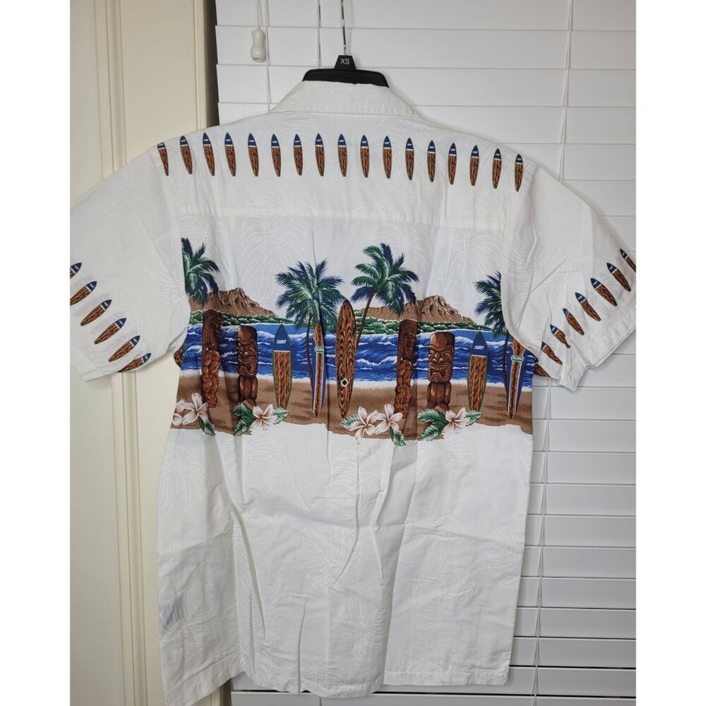 VTG Mens Hawaiian Aloha Shirt M Tiki button up Totem pole grandpa core beach - Picture 2 of 6